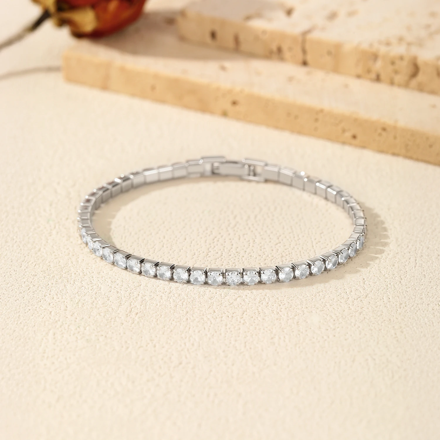 MODIAN 2MM 3MM 4MM Fashion Bracelets 925 Sterling Silver Luxury Round Clear CZ Thin Tennis Bracelet For Women Fine Jewelry Gifts