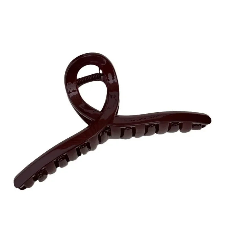 Simple fashion slightly drunk retro dark red grab clip temperament cross hairpin large back head disc hair shark clip