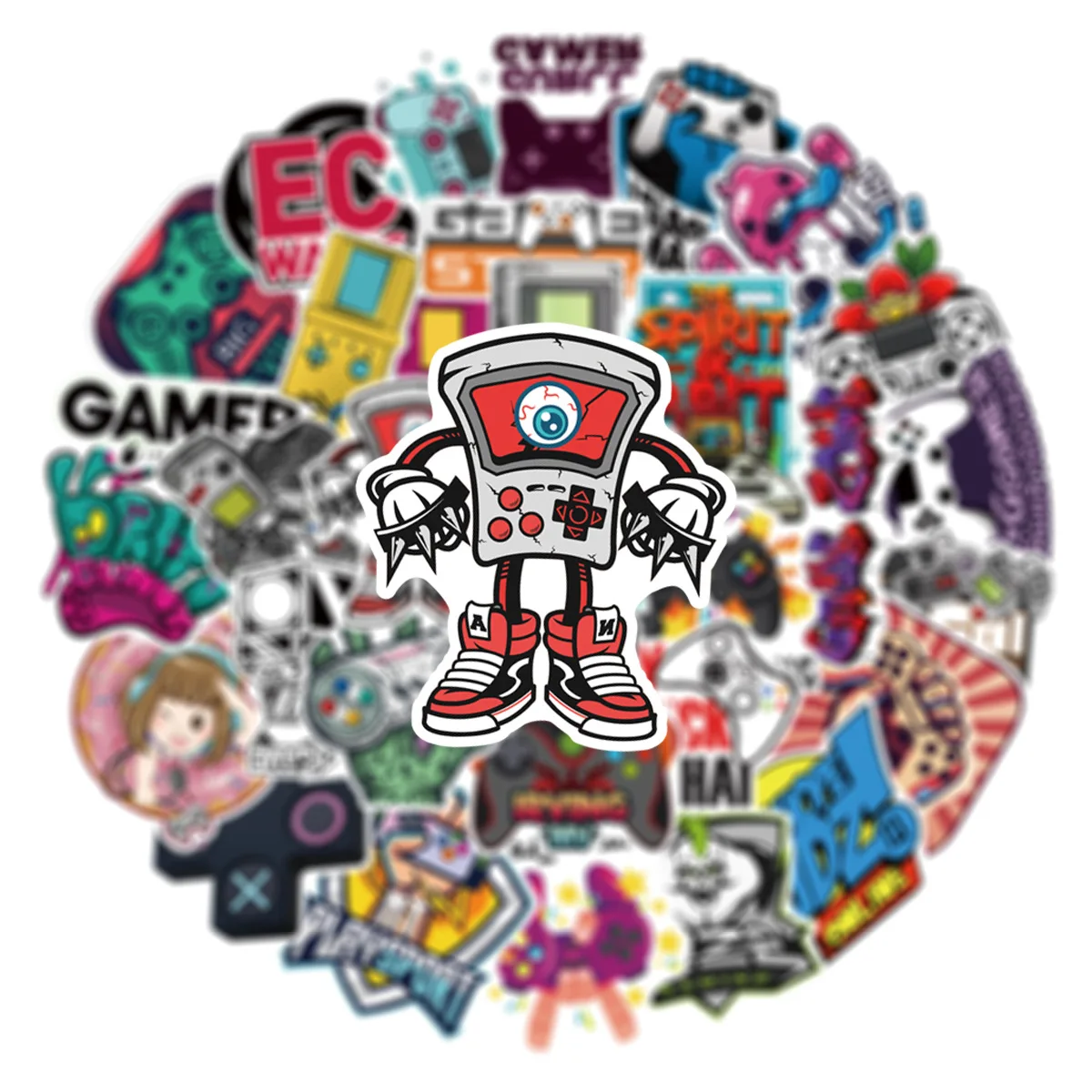 10/30/50PCS Cartoon Nostalgia Game Console Sticker Graffiti Helmet Car Guitar Personalized Wall Sticker Toy Decoration Wholesale