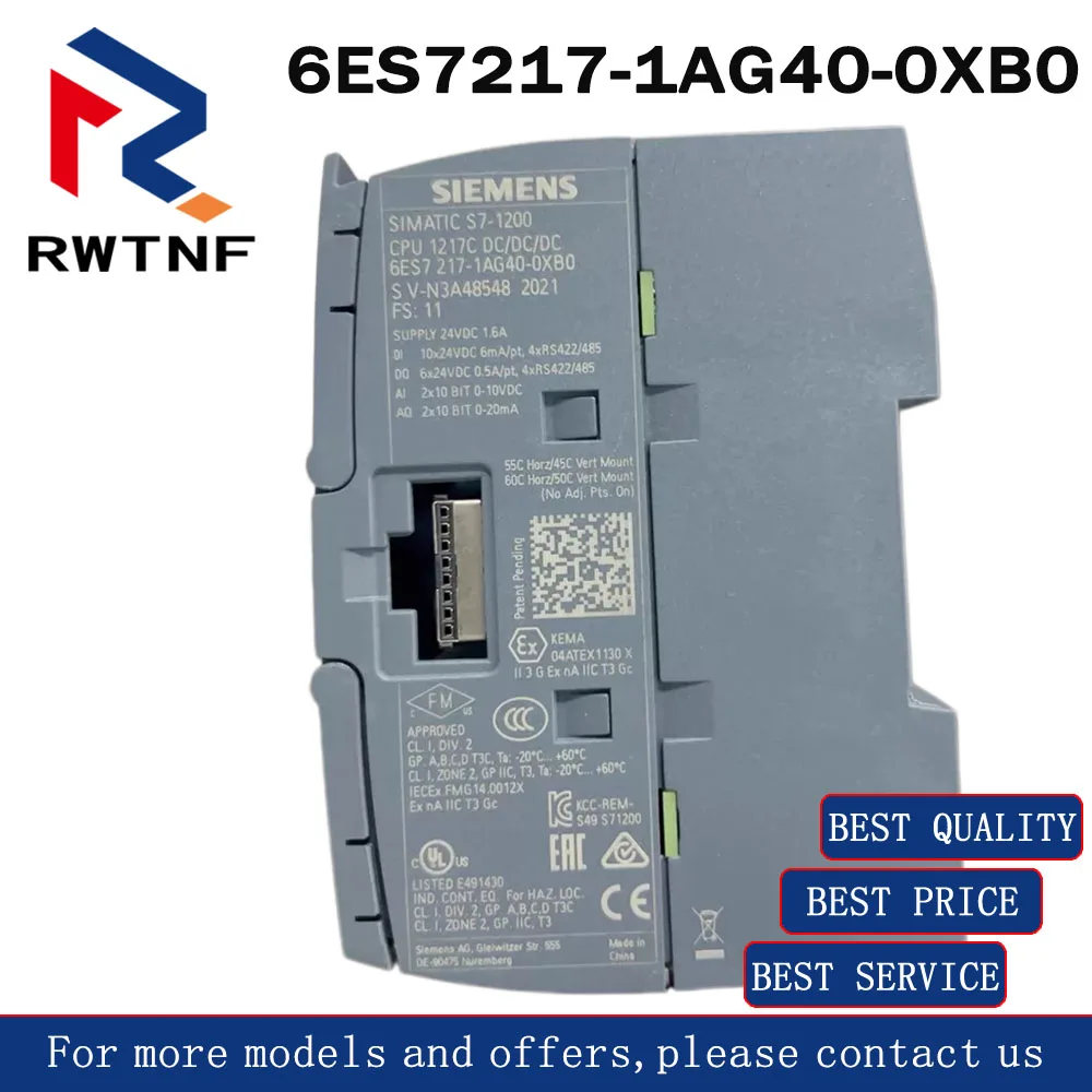 

Brand New Genuine 6ES7217-1AG40-0XB0 SIEMENS PLC Programmable Controller S7-1200 CPU Module,100% original warehouse stock