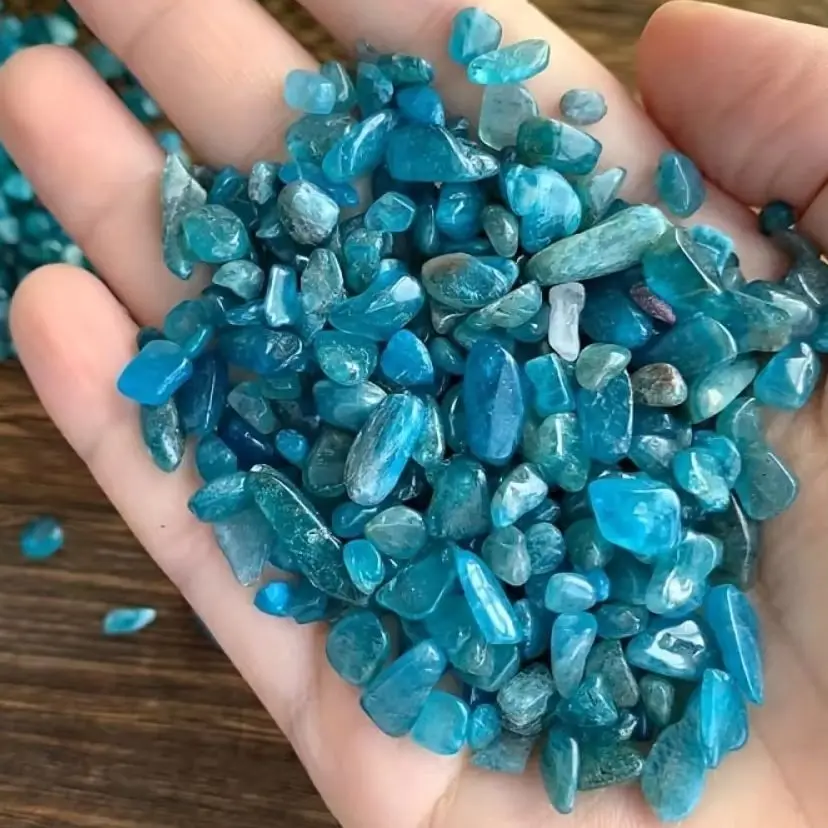 Natural Blue Apatite Crushed Crystal Tumbled Chips  Aquarium Vase Filler Home Decorative Stones Plants Succulents Jewelry Making