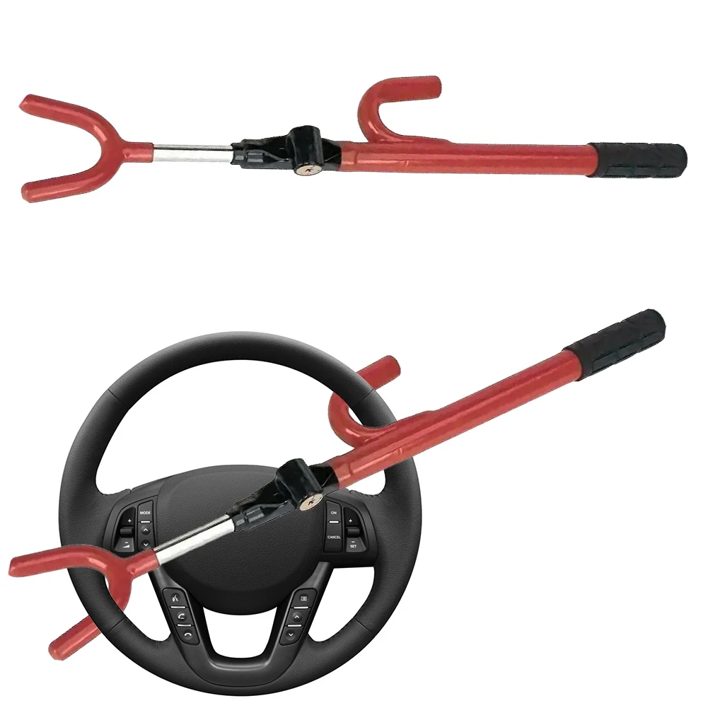 Twin Bar Steering Wheel Lock Car Anti-theft Lock Stretchable Universal Car/Van Wheel Lock With 2 Keys