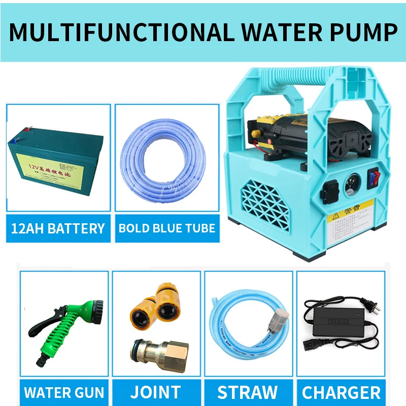 Small Portable Dual Pump Sprayer Rechargeable Water Pump Car Wash Irrigation Spraying Pesticides Garden Tools Agricultural