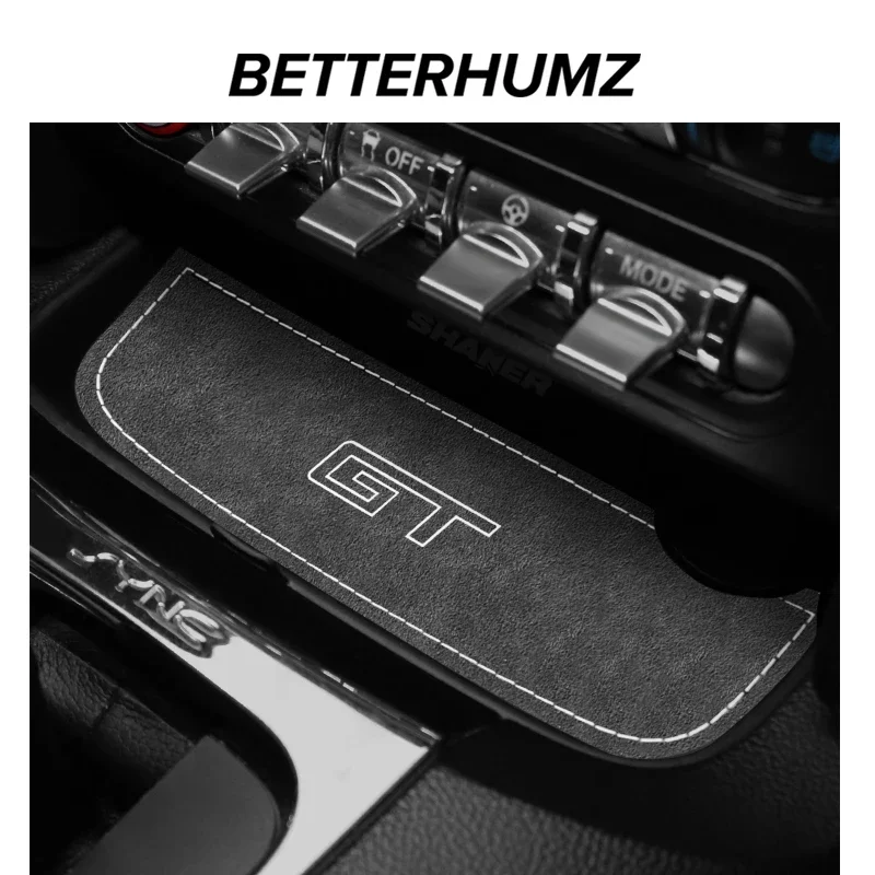 Betterhumz For Ford Mustang 2015-2023 GT Storage Box Pad Center Console Anti-slip Cup Coaster Mat Suede Car Interior Accessories