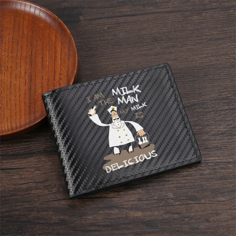 Milk Man with milk is delicious Men's Wallets Simple Business Modern Stylish Printing Design Gifts For Father Boyfriend Christma