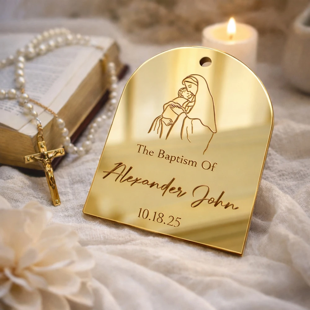 Etiquetas personalizadas para bautizo, etiquetas de acrílico personalizadas con nombre para bautizo, recuerdos para fiesta de Baby Shower, decoración para mi bautizo, 30/50/60 Uds.