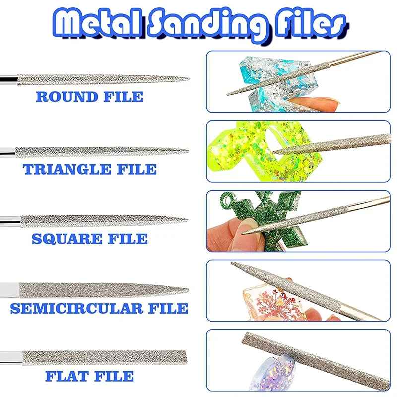 23 Pcs Resin Casting Tools Set, Epoxy Resin Polishing Kit, 12 Sand Papers, 5 Polishing Blocks, 5 Shapes Files, 1 Brush