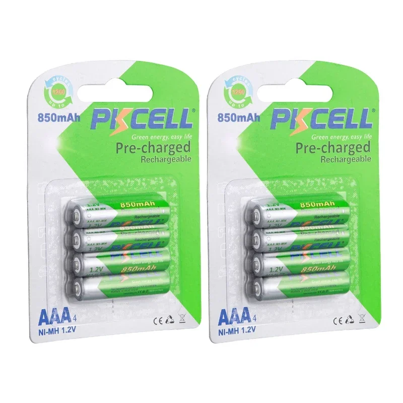 

PKCELL 8Pcs/2card 850mAh 1.2V AAA Battery NIMH Aaa Low Self-Discharge 3A Rechargeable Batteries Ni-MH Bateria