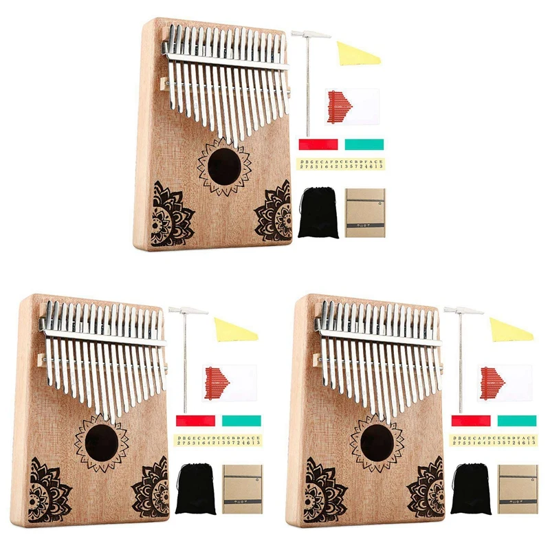 

3X 17 Key Kalimba African Solid Wood Thumb Finger Piano Sanza Mbira Calimba Play With Guitar Wood Musical Instruments