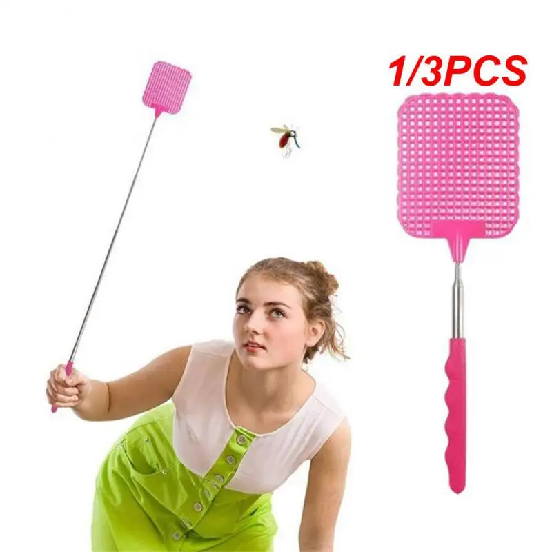 1/3PCS Adjustable Fly Swatters Telescopic Home Long Handle Flyswatter Extendable Flapper Insect Killer Hot Wholesale Plastic