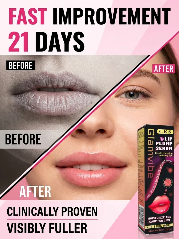 Lightweight Lip Plumping Essence Serum, Deep Hydrate Dry Lips, Bring Gentle Soothing Comfort, Build Full‑Volumized Lip Visual Appearance, Non‑Sticky Liquid Texture for Women Daily Lip Makeup & Lip Care