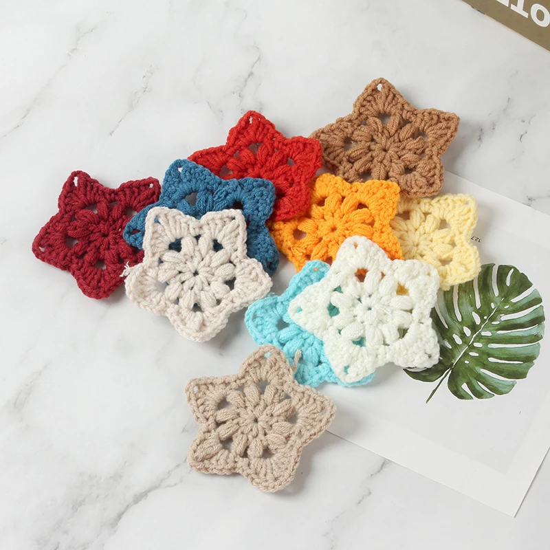 10 Pcs Crochet Cotton Stars Handmade Christmas Tree Hanging Ornament Pendant Hand-Knitted Milk Cotton Xmas Decoration Wholesale