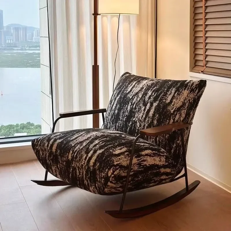 Rocking Chair Single Sofa Nordic Style Wood Home Furniture Living Room Leisure Lazy Recliner Adult