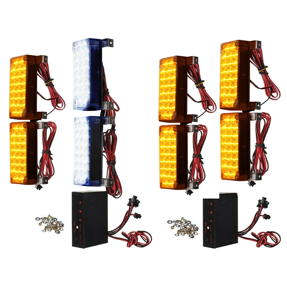 

1 комплект, белый янтарь, 22 светодиода, стробоскопическая вспышка для грузовика, бар, аварийная сигнальная лампа 12 В, 4x22LED