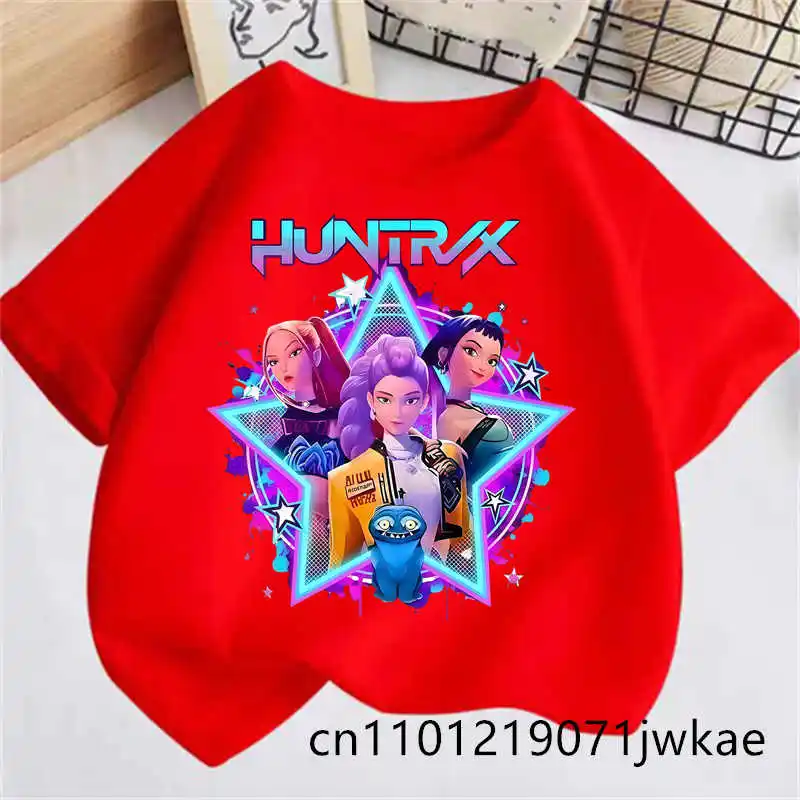 Camisetas azules de verano, ropa de moda para bebés, camiseta de manga corta para niños, camiseta informal con estampado de Kpop Demon Hunte Rs Saja Boy para niños y niñas