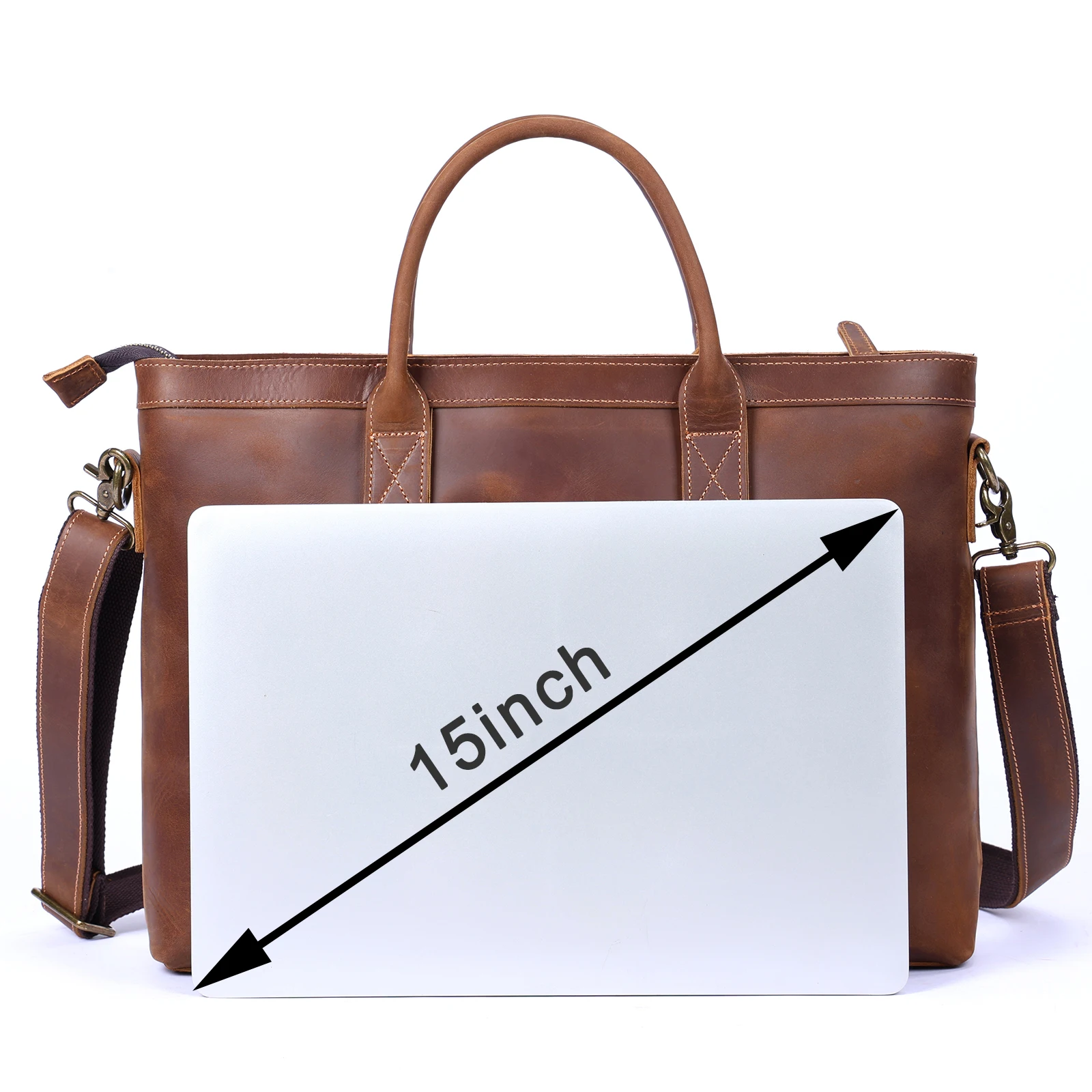 Vintage Echtleder Herren-Aktentasche 16 Zoll Laptop-Taschen Crazy Horse Leder Messenger-Handtasche Rindsleder Geschenkidee für Männer – Detail 13