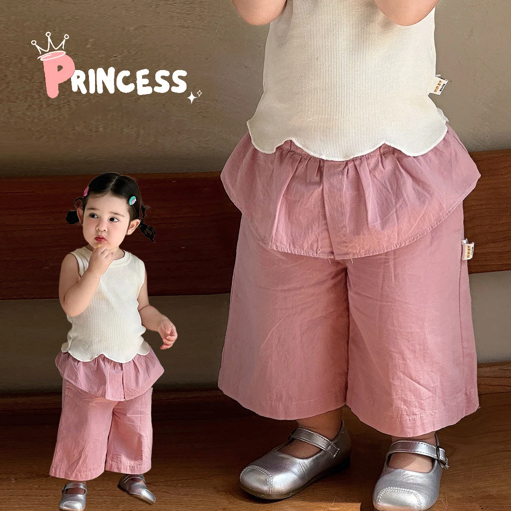 

Новые летние детские широкие брюки MILANCEL для детей от 6 месяцев до 5 лет, милые однотонные повседневные брюки для девочек, милые тонкие свободные детские розовые брюки