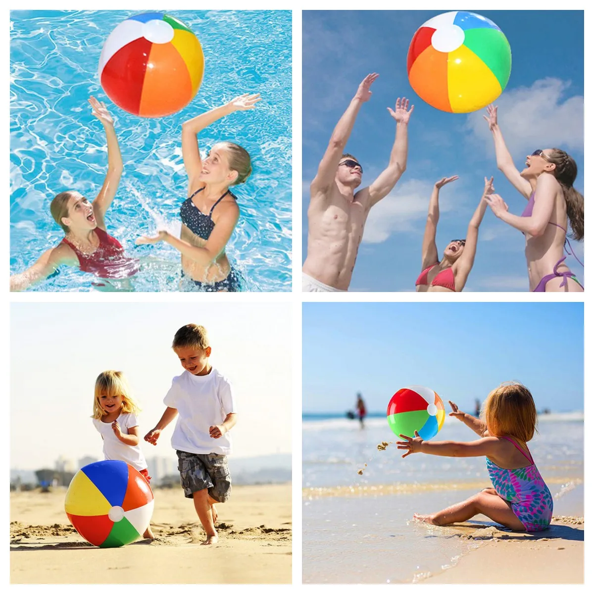 3/6Pcs Kleurrijke Opblaasbare Strandbal Pvc Opblaasbare Speelballen Kids Openluchtzwembad Party Water Game Leuke Speelgoedballonnen