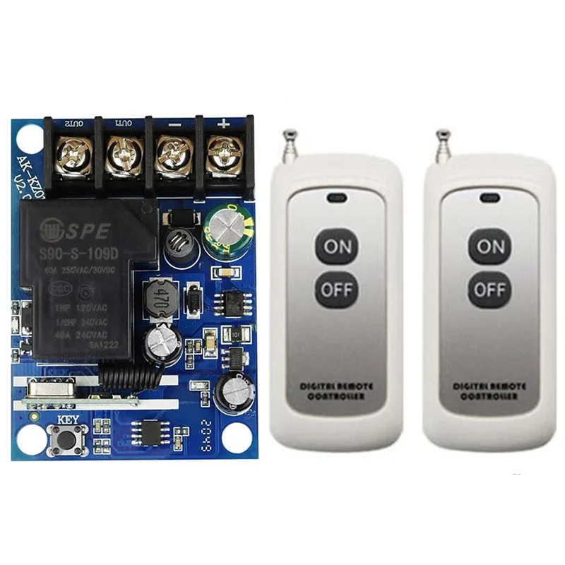 Беспроводной пульт дистанционного управления освещением, 433 МГц, 30 А, 12 В постоянного тока, 24 В, 48 В, 1 канал, релейный модуль приемника, передатчик для насоса/лампы/замка/вентилятора