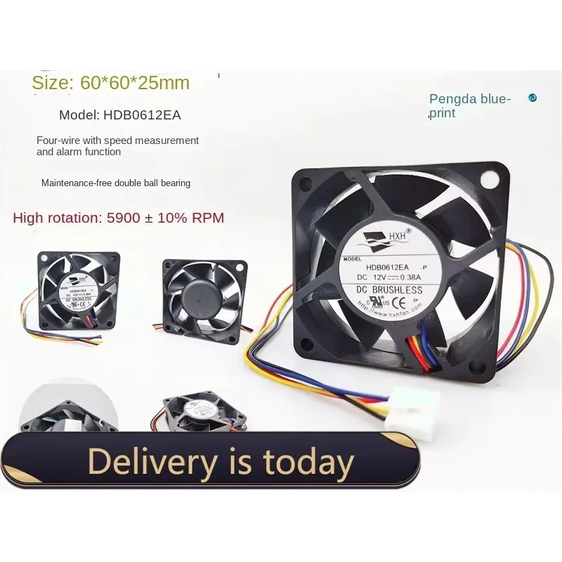 pa New HDB0612EA dual ball 12V0.38A speed alarm function 6025 server 6CM cooling fan60*60*25MM