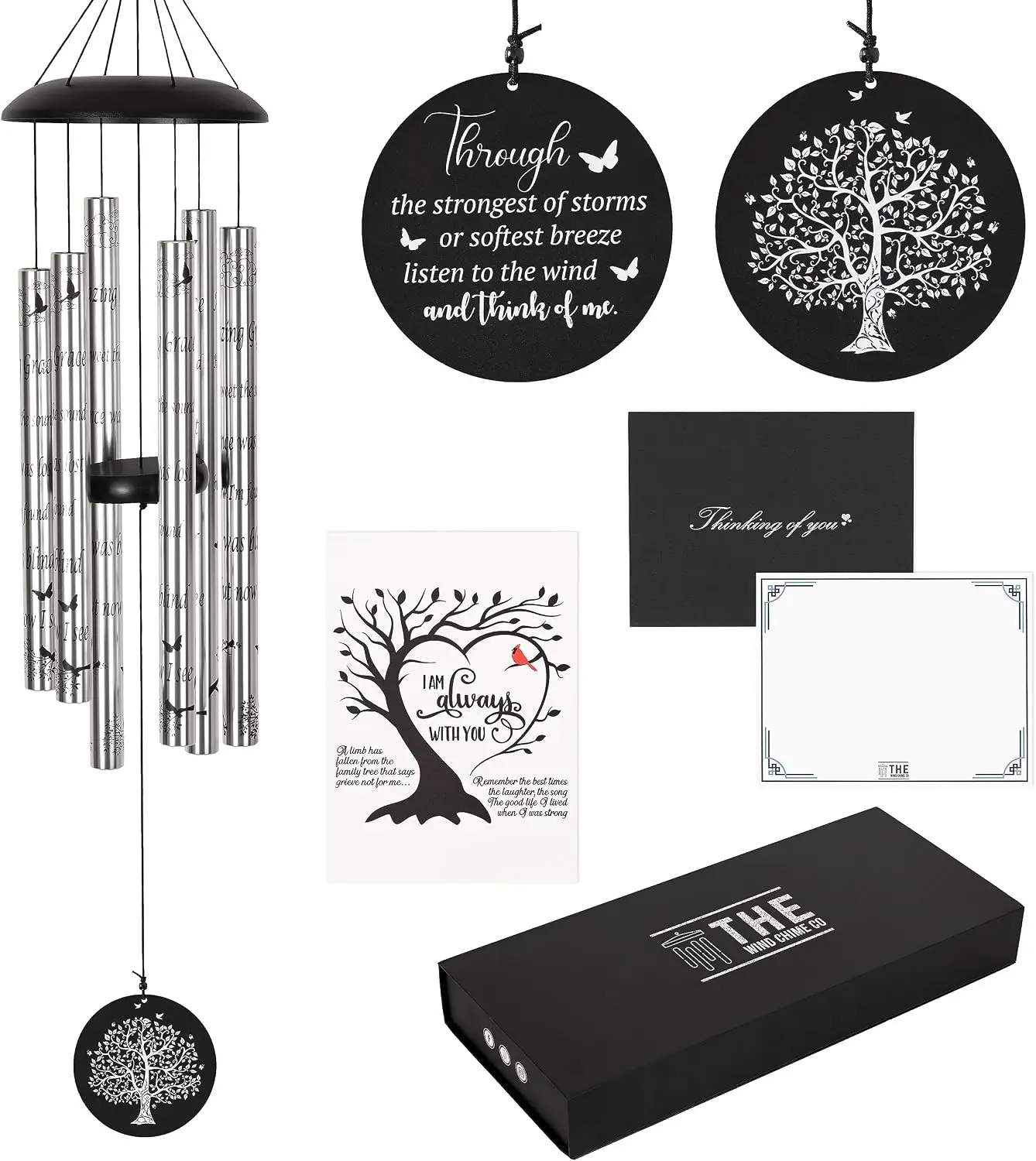Deep Tone Sympathy Wind Chime 6 Anodized Aluminum Tubes Tuned Soothing Melody Memorial Outdoor Decoration Patio Garden Yard 40 I