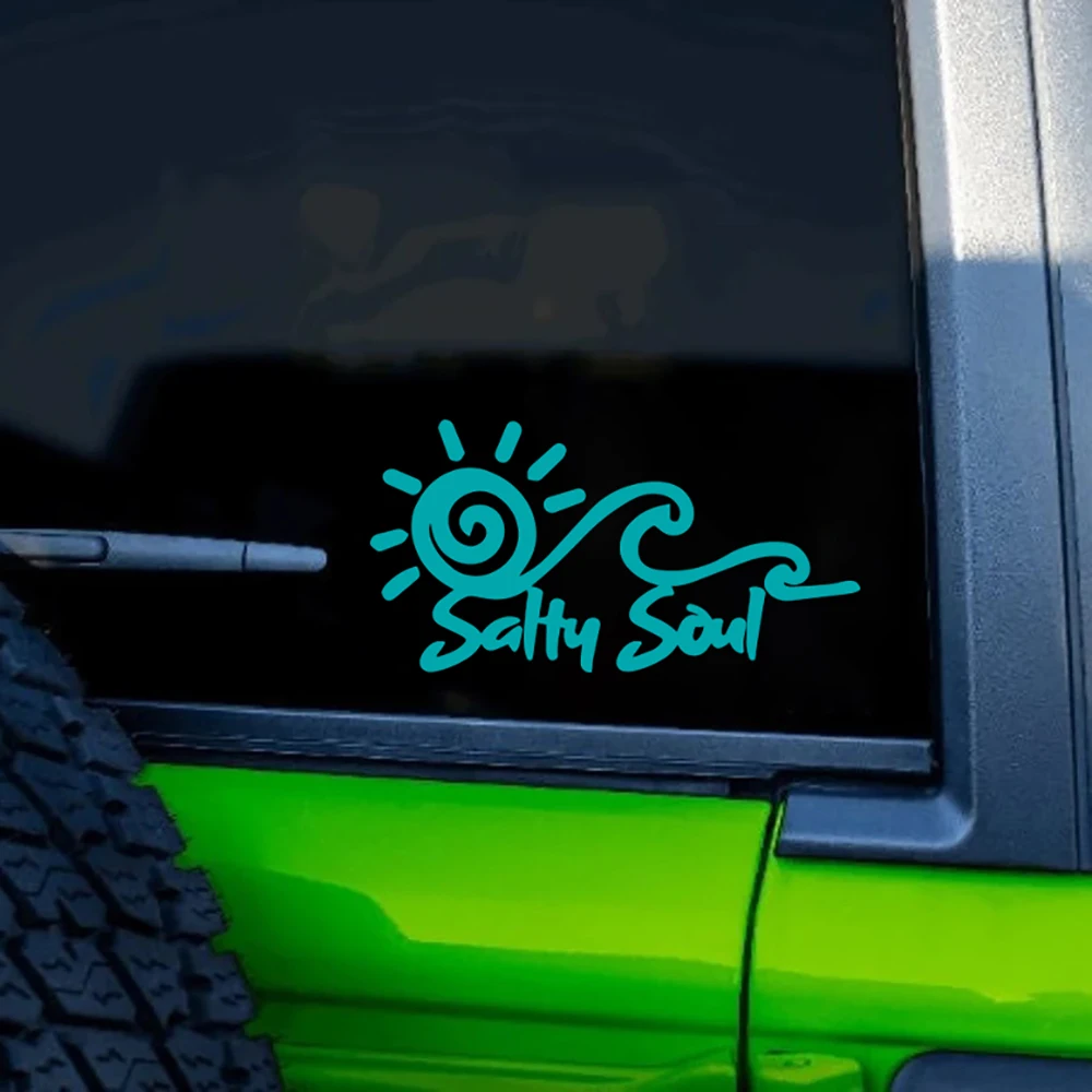 Salty Soul Sun Wave Vinyl Sticker Adventure Outdoor  Nature Beach Ocean Car Truck RV Bodywork Decals Accessories