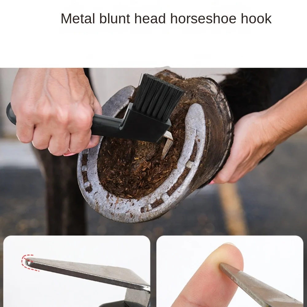 Plastic Horse Hoof Pick Brush Black Anti-Slip Grip Hoof Pick with Brush Hoof Care Durable Horses Hoof Groove Cleaner Donkey