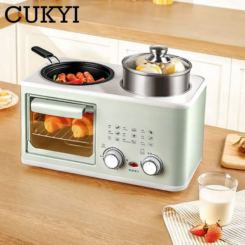 Multifunctional 4in1 Breakfast Maker 8L Mini Bake Oven Stainless Steel Cooking Pot With Steam tray Egg Boiler Food Steamer Grill