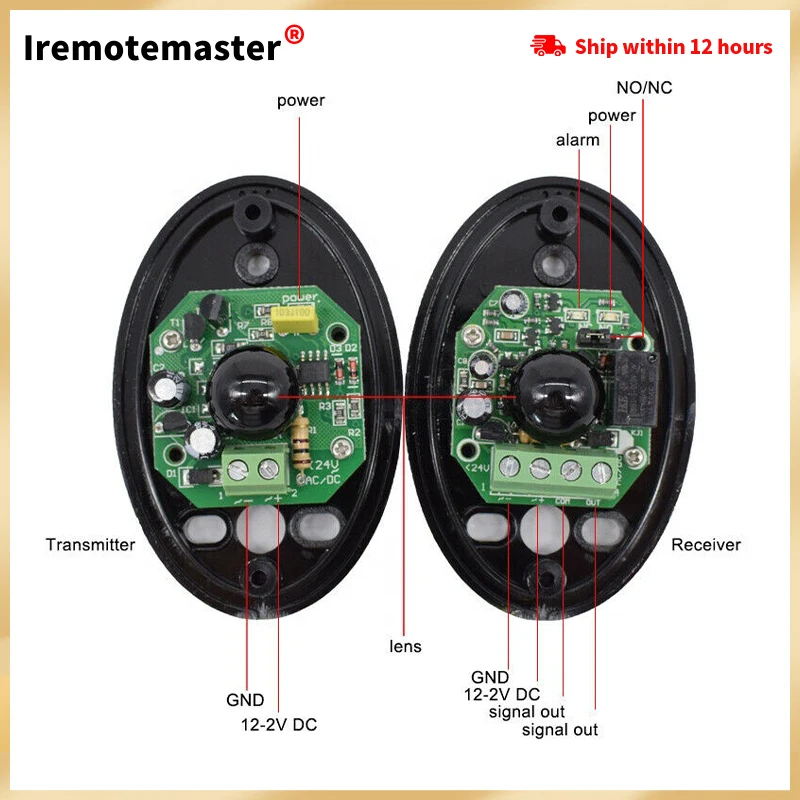 

Водонепроницаемые ИК-Фотоэлементы DC/AC 12 В ~ 24 В IP55, ИК-датчик двери, автоматический барьер, следовательно, датчик луча безопасности