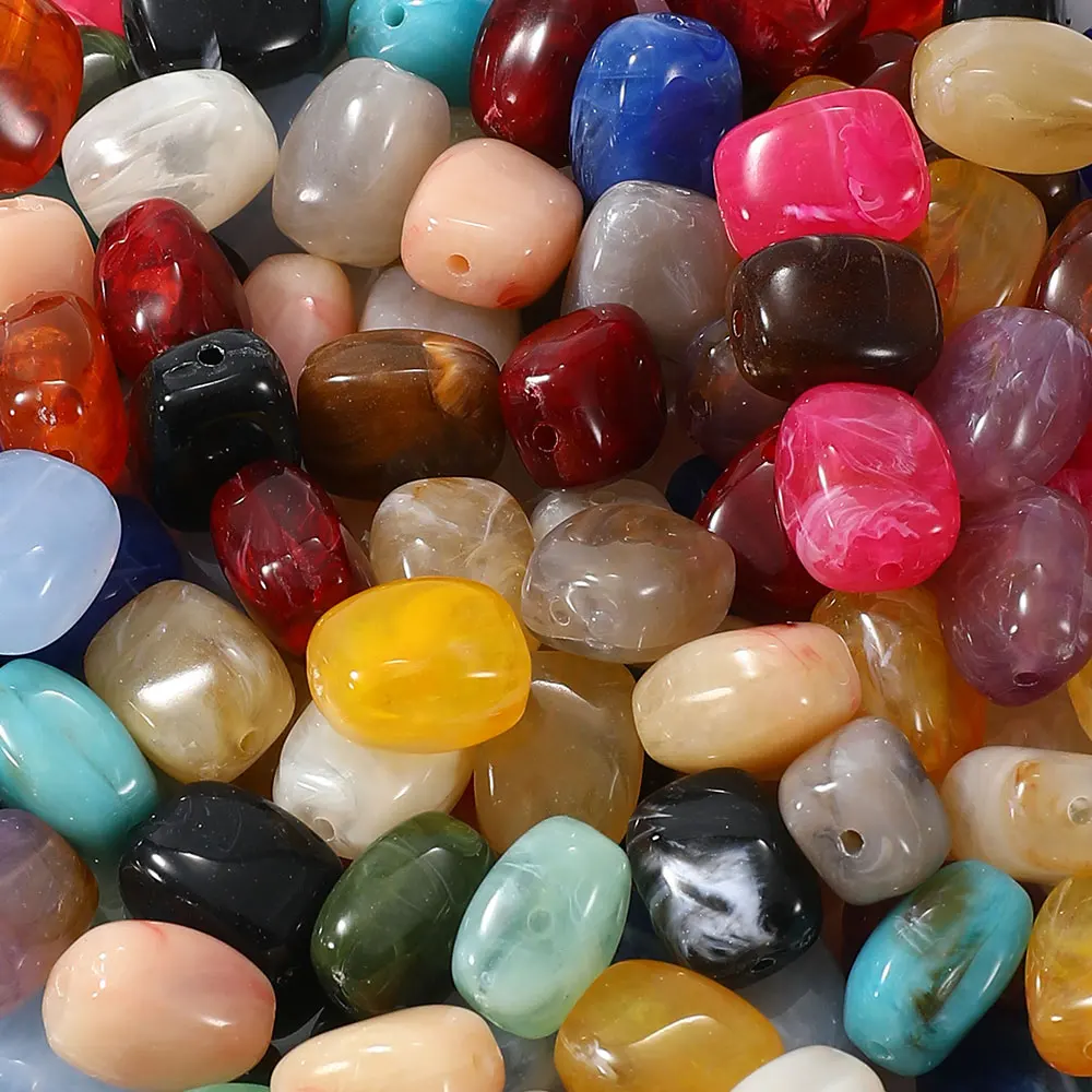 30 Stück 13x10mm bunte Acrylperlen mit Farbverlauf, gemischte glatte marmorierte lose Abstandsperlen für DIY-Armbänder, Halsketten und Schmuckzubehör – Detail 8