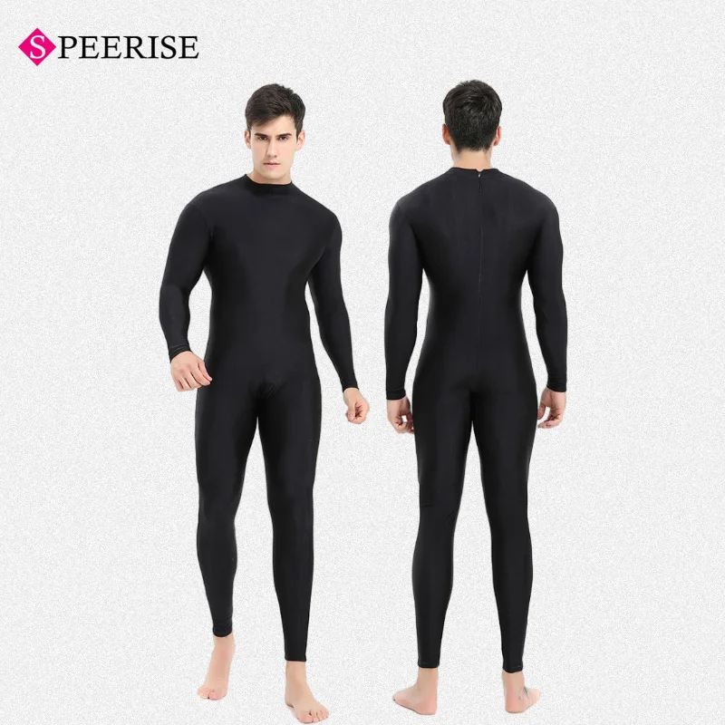 ユニセックスユニタードプラスサイズナイロンスキンタイトジャンプスーツ全身タイツダンス衣装長袖ダンスウェアハロウィンフェスティバルコスプレスーツ