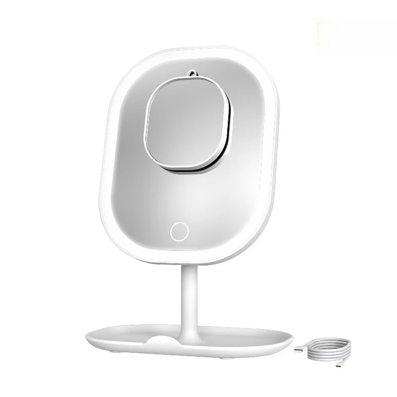 

Зеркало для макияжа со светодиодной подсветкой, перезаряжаемое косметическое зеркало с подсветкой и подставкой-органайзером