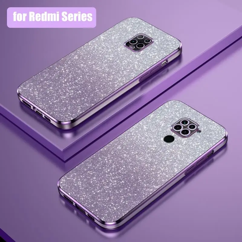 Redmi9 Luxury Glitter Gradient Plating Case For Xiaomi Redmi Note 9 Pro 4g Women Soft Silicone Back Covers Note9 9pro 9s Funda