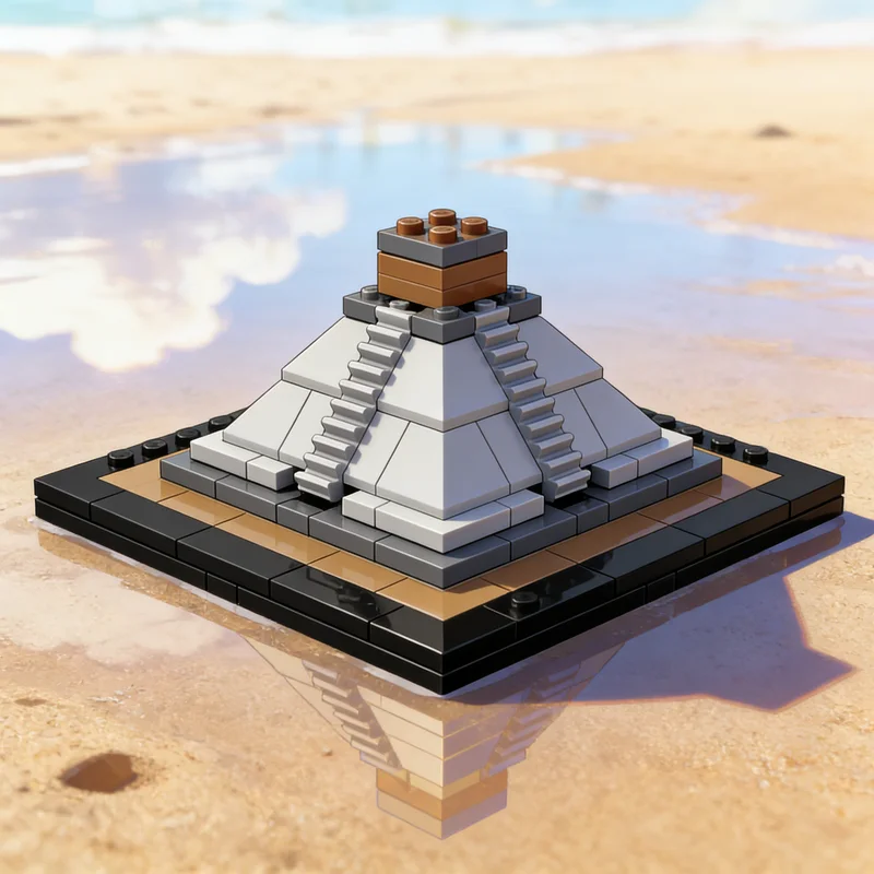 142 Pezzi MOC Tempio di Kukulcán, Modello Architettonico Skylines, Blocchi da Costruzione, Giocattolo Educativo, Regalo di Natale