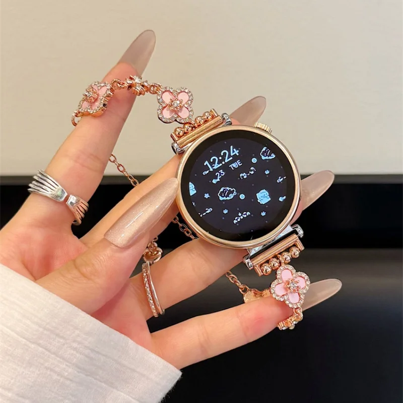 

Four leaf clover light luxury chain suitable for Huawei GT5/GT5 Pro/GT4/GT2/3/4 22mm/20mm/18mm fashionable watch straps