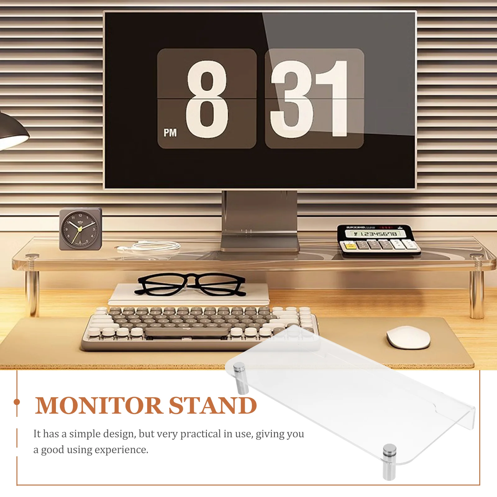 Desktop Storage Riser Monitor Stand Computer Organizer Shelf for Stainless Steel Office