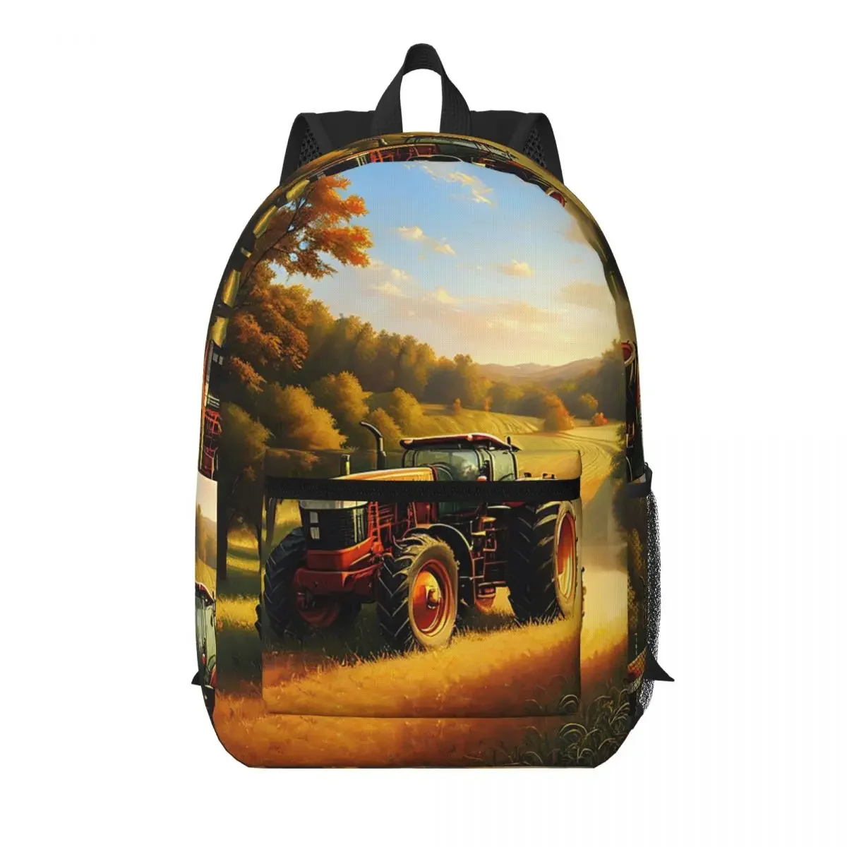 Green Tractor On A Forest Trail Student Backpack School Bag Hiking Travel Daypack for Men Women Bookbag Shoulder Bags