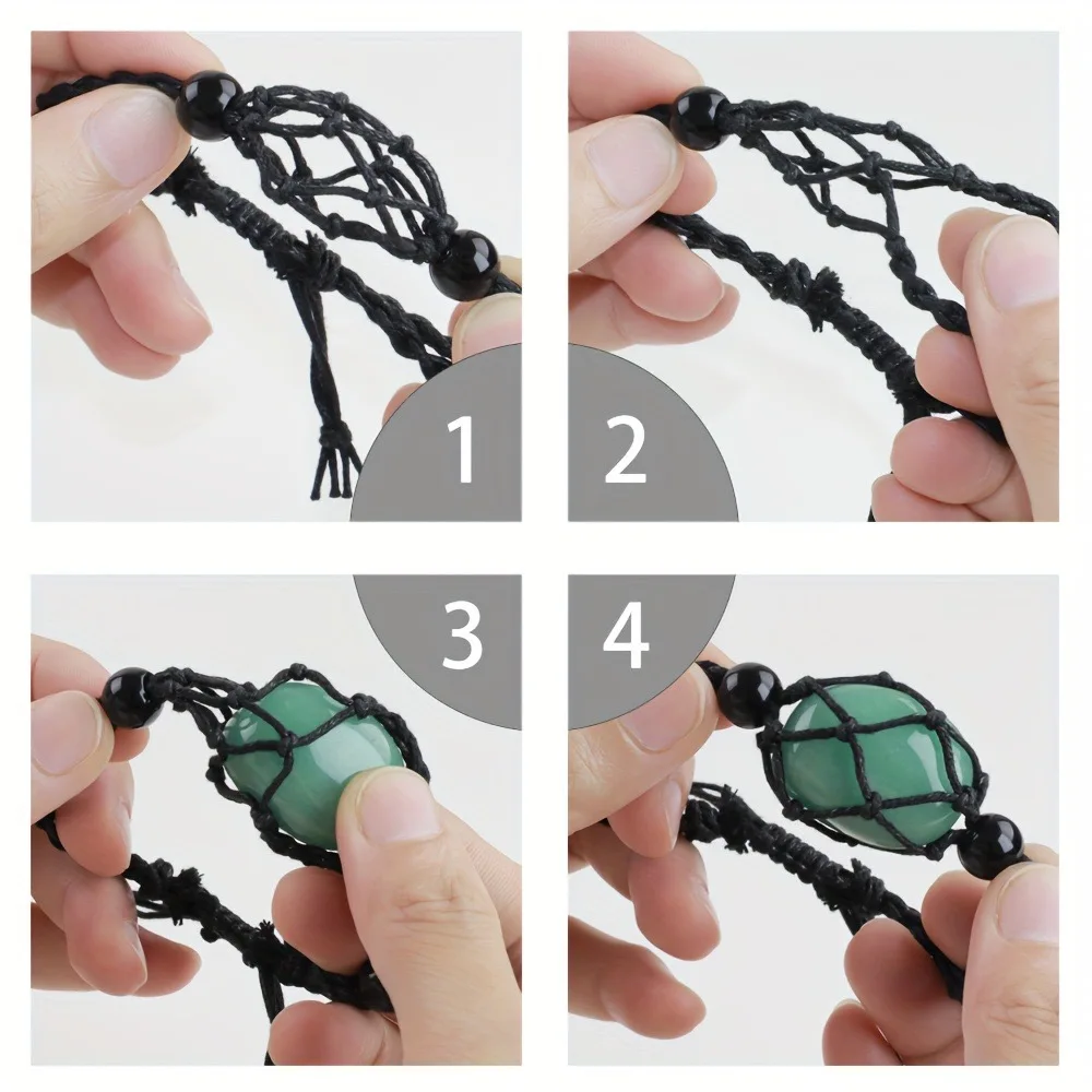 7pcs/set 20-30mm Irregular Natural Stone Yoga Stone Bracelet Mesh Bag Weaving DIY Stone Crafts Matching Bracelet Flannel Bag