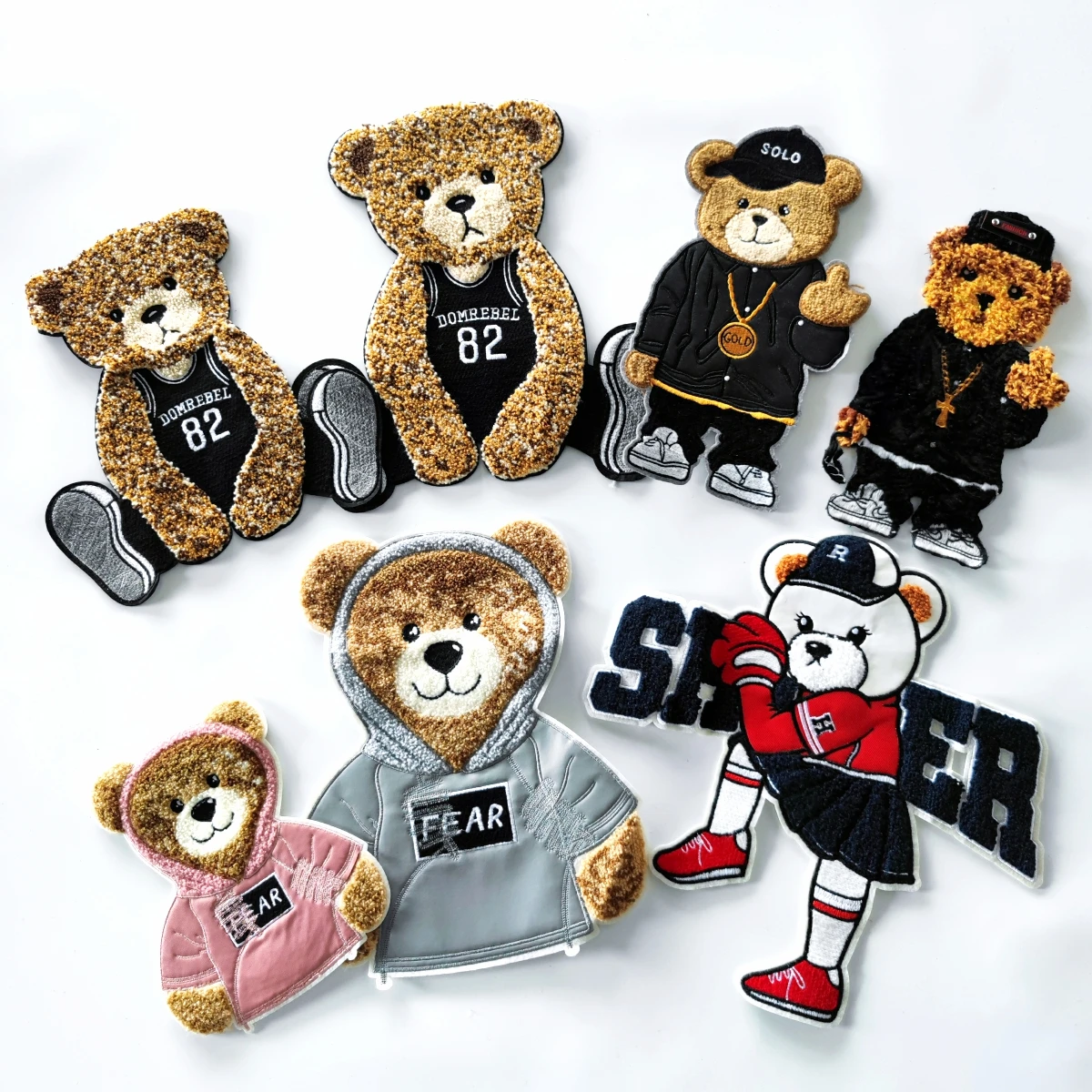 Large Embroidery Big Chenille Patch Bear Animal Cartoon Badges Bears Appliques Patches for Clothing ID2211291