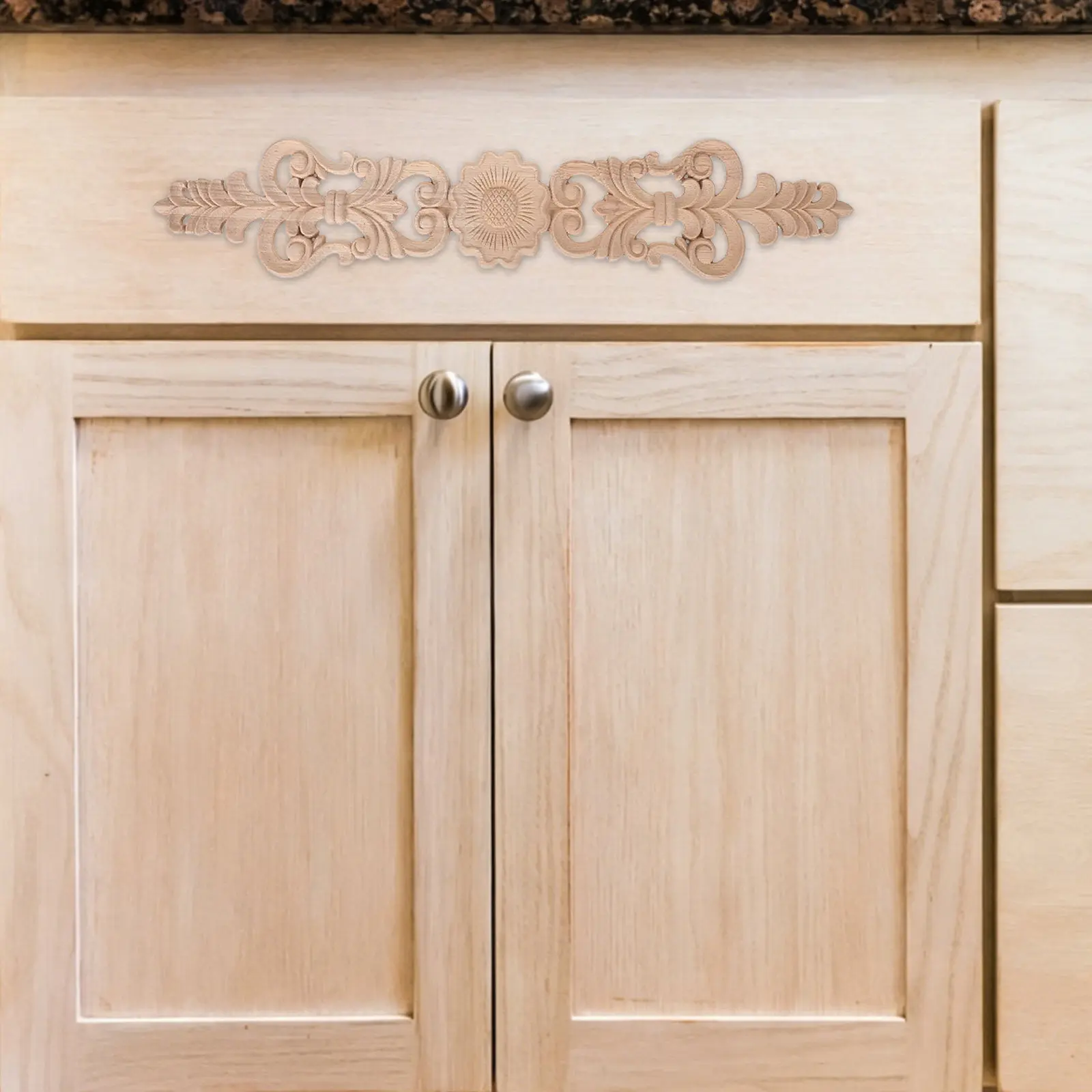 Wood Carved Onlay Applique Natural European Style Floral Hollow Out Furniture Restoration