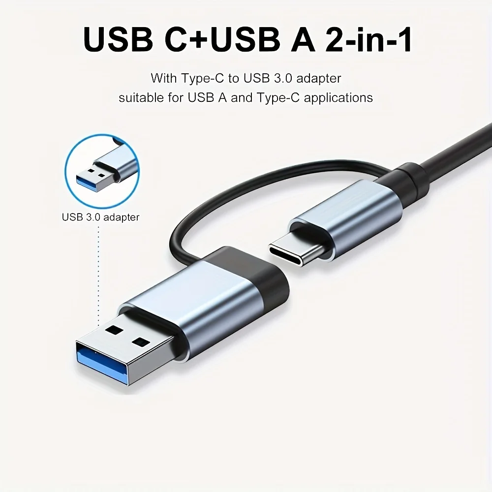 분배기 카드 리더기가 있는 7 in 1 USB 허브, USB C 포트, USB 3.0 / 2.0, SD/TF 분배기 카드 리더, 도킹 스테이션