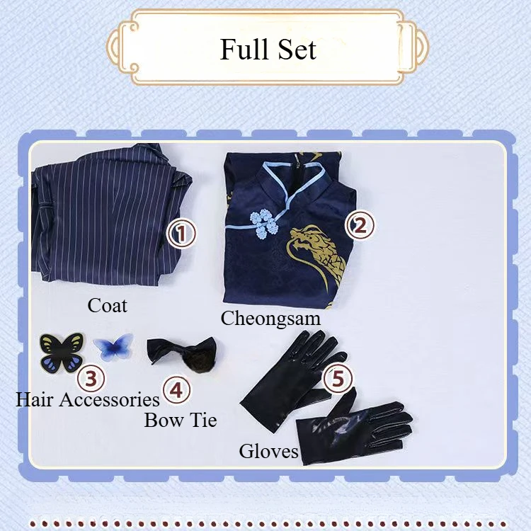 Blauw Archief Spel Cosplay Kisaki Kostuum Chinese stijl Cheongsam Sexy Qipao Volledige Set Pruik Rollenspel Outfit Halloween Party vrouwen - afbeelding 1
