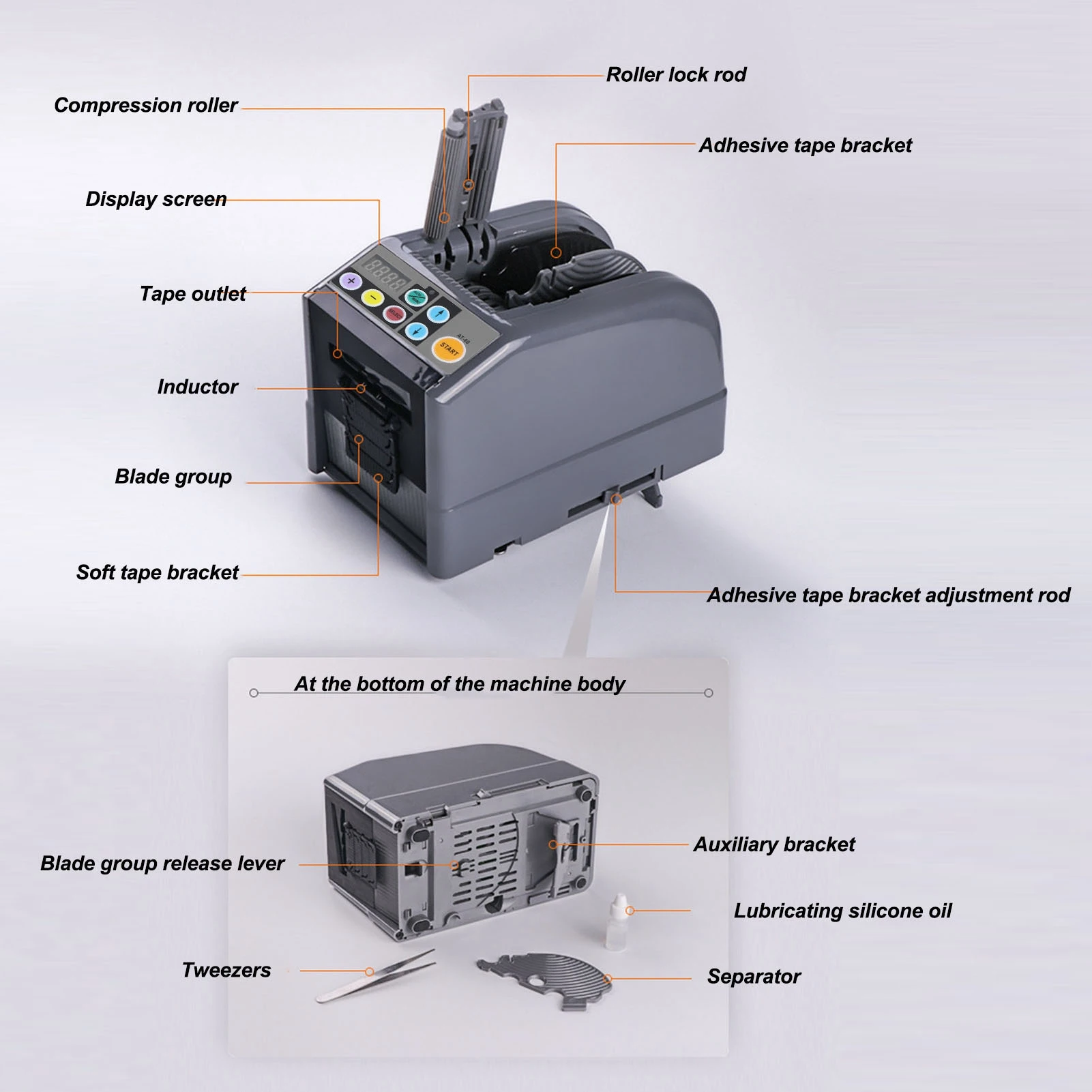 Automatic Tape Dispenser Electric 6 to 60mm Cutting Width 999m Cutting Length Ribbon Cutting Machine Electric Tape Dispenser