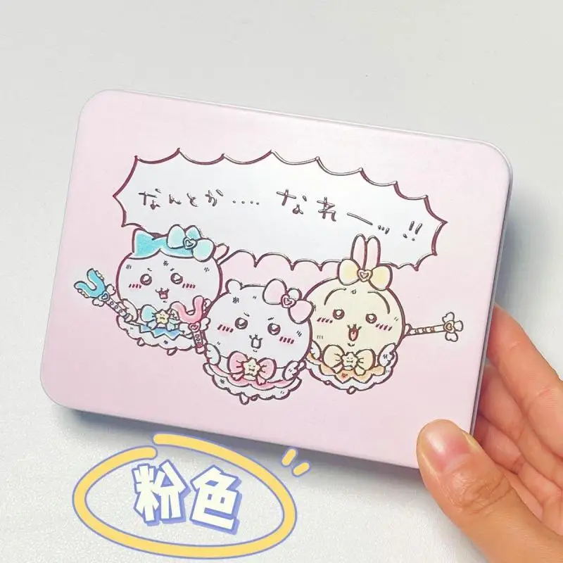 Chiikawa Small Iron Box Ins Sticker Storage Girlish Hachiware Bags for Woman Usagi Heart Journal Desktop Storage Box