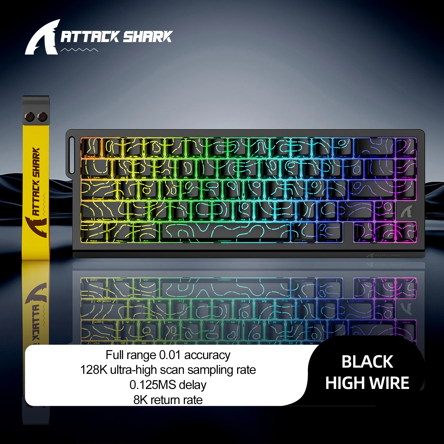 ATTACK SHARK X68 HE Rapid Trigger 8KHz magnetisch toetsenbord, 0,01 mm RT-nauwkeurigheid, 60% lay-out, RGB, ondersteuning RT/Snap Tap/DKS/MT/TGL