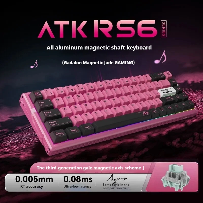

Проводная клавиатура с магнитной осью ATK RS6 8K RT0.01 с алюминиевым ворсом, индивидуальный переключатель D, электронная спортивная игровая клавиатура Valorant