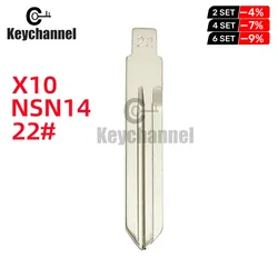 10 Cái/lốc #22 Lishi NSN14 Kim Loại Trống Đa Năng Ô Tô Xe Lật Chìa Khóa Lưỡi Dao KD VVDI Từ Xa Chìa Khóa Lưỡi Dao nissan TIIDA Renault Subaru