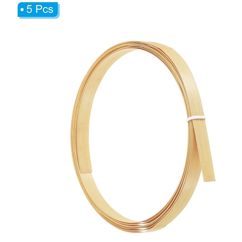 Strip bambu untuk tenun 7/16 inci 10 kaki, 5 pak rotan anyaman datar tipis untuk membuat keranjang DIY kerajinan, krem, tahan lama