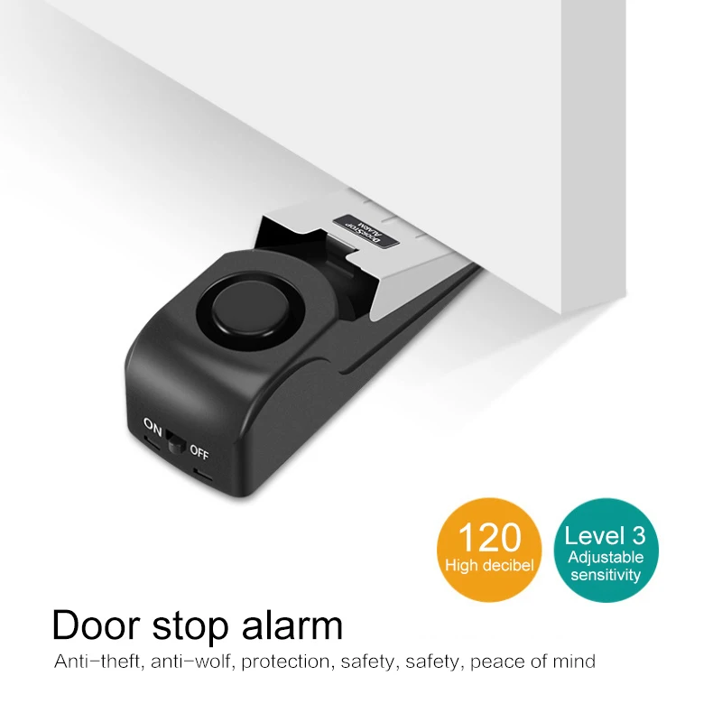 Anti Theft Burglar Alert Home Safe Security Detection Wedge Door Stop Alarm Adjustable Sensitivity Switch Can Prevent Tamp