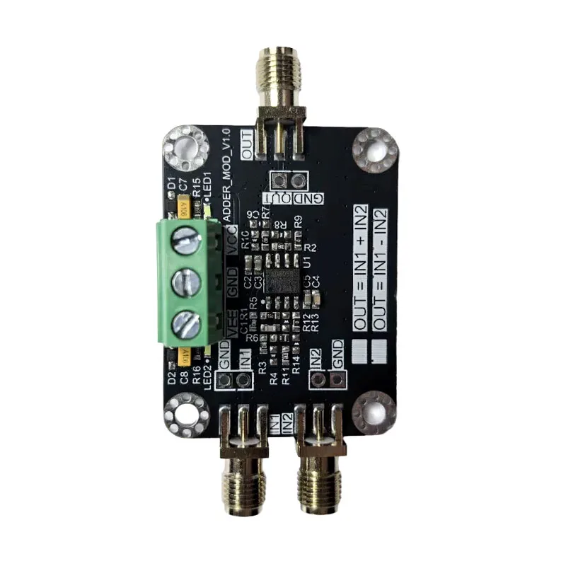 Dual Channel Analog Adder Subtractor Module Non-Inverting Summing Amplifier, Unity Gain, 50MHz Bandwidth Signal Processing Board